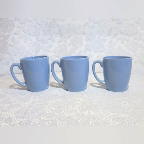 Vintage Three Corelle Light Periwinkle Country Blue Stoneware Coffee Mug Tea Cup - Picture 3 of 17